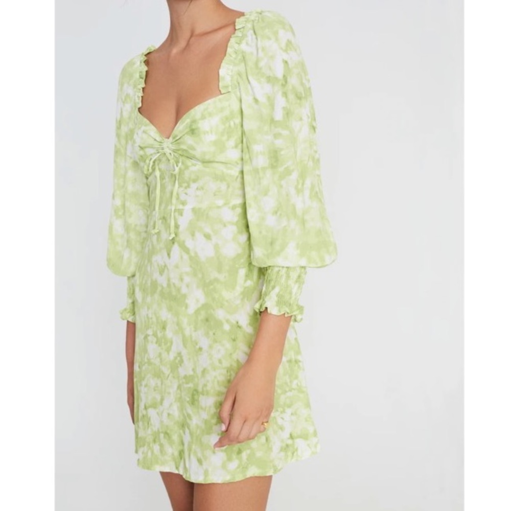 NWT Faithfull the Brand Arianne Roos Lime Green Mini Dress - Picture 3 of 16